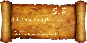 Sárdy Patrik névjegykártya